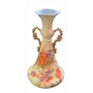 Early 20th Century Antique Amphora Vase Wild Roses RW Rudolstadt Germany 12"